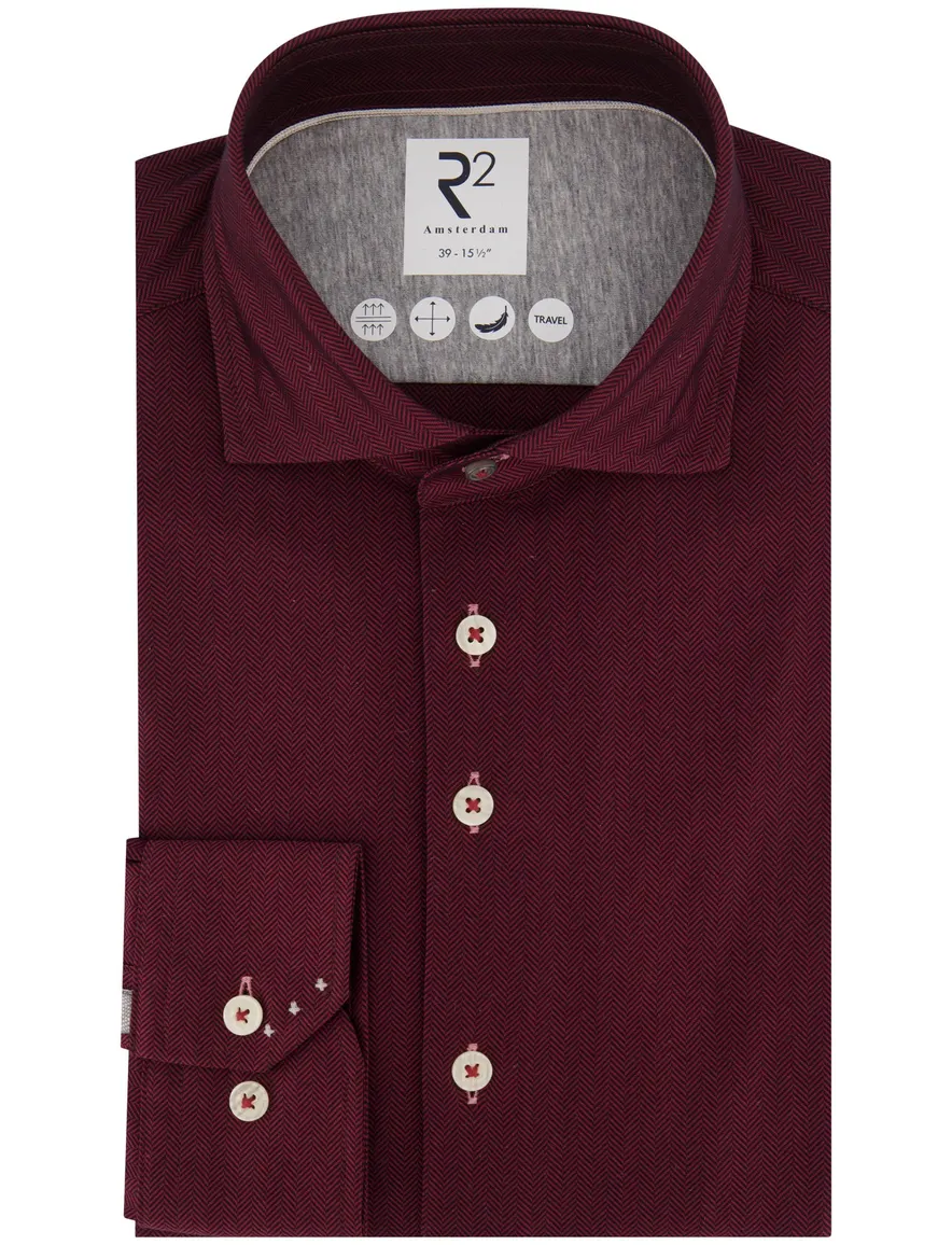 R2 overhemd bordeaux geprint