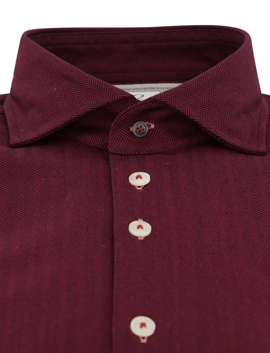 R2 overhemd bordeaux geprint