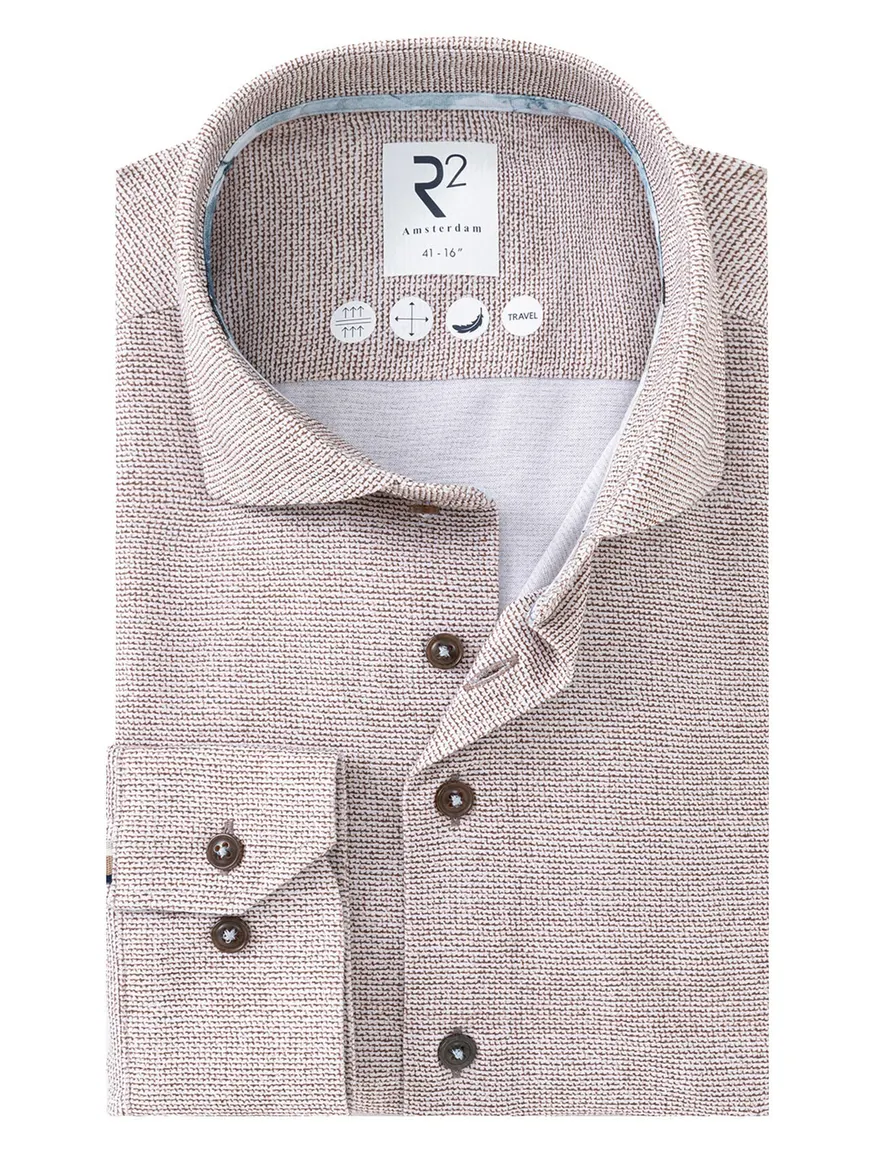 Beige overhemd R2 geprint