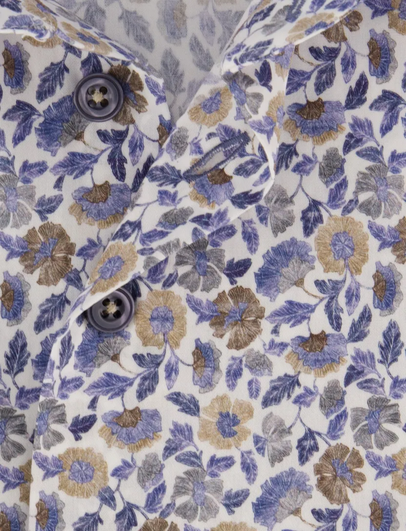 Overhemd R2 blauw bloemenprint
