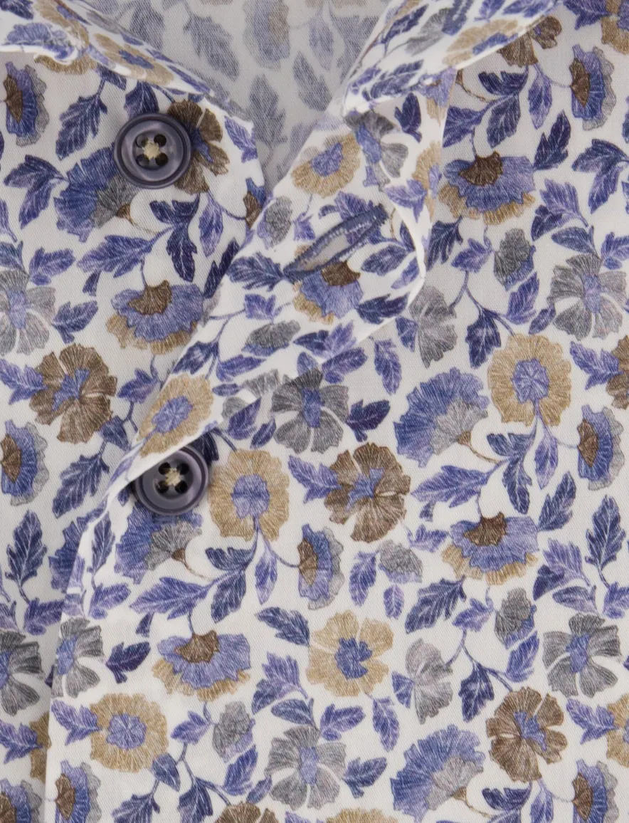 R2 overhemd blauw bloemenprint