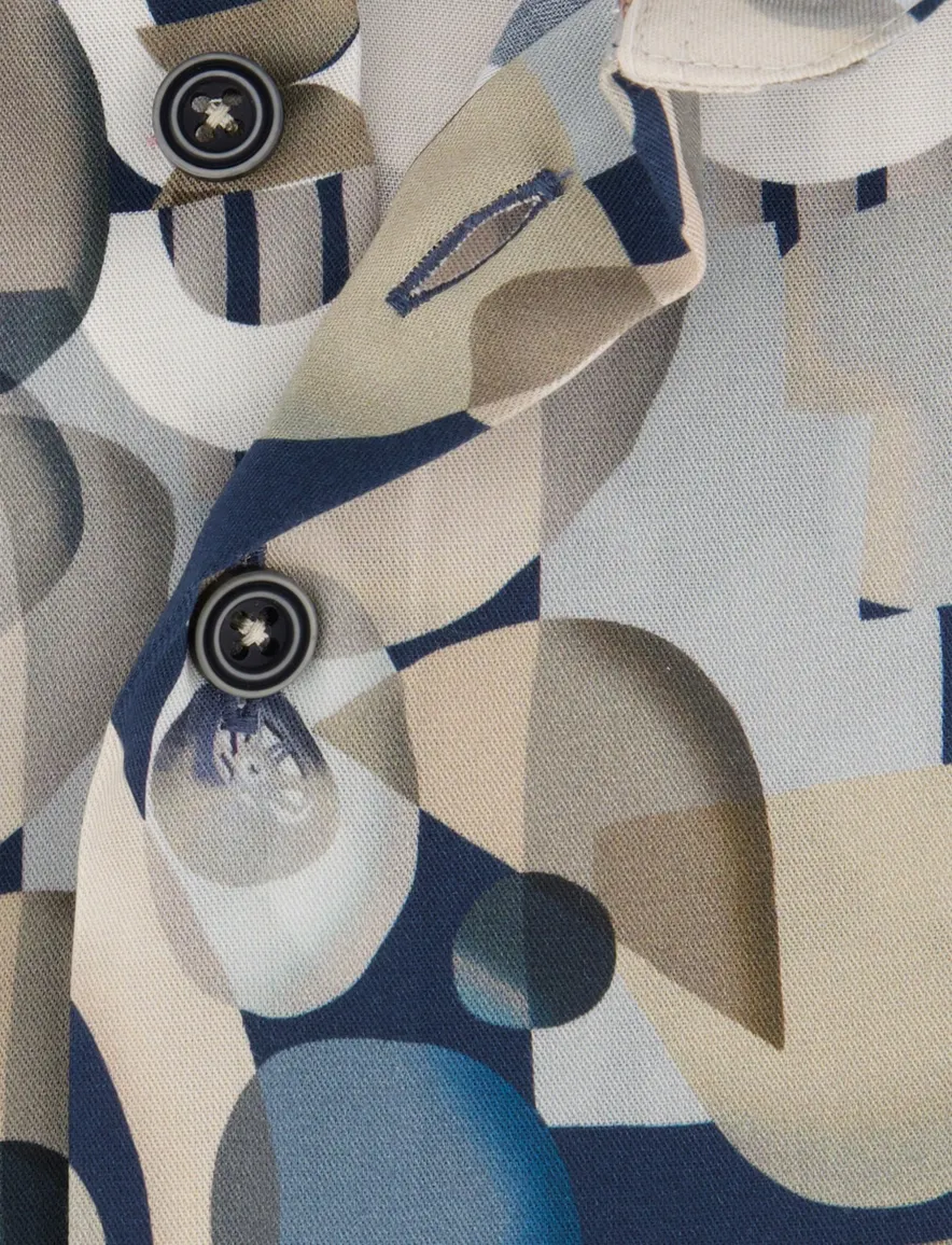 Beige overhemd R2 grafisch print