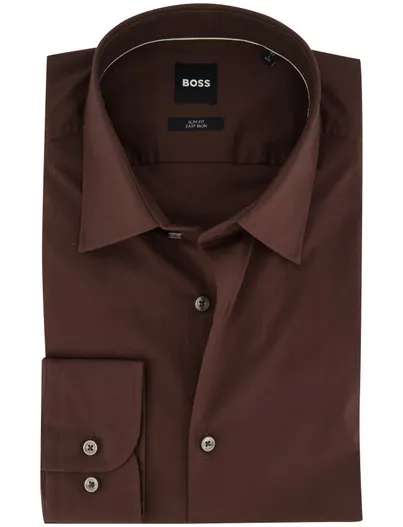 Hugo Boss Casual overhemd BOSS Black bruin stretch