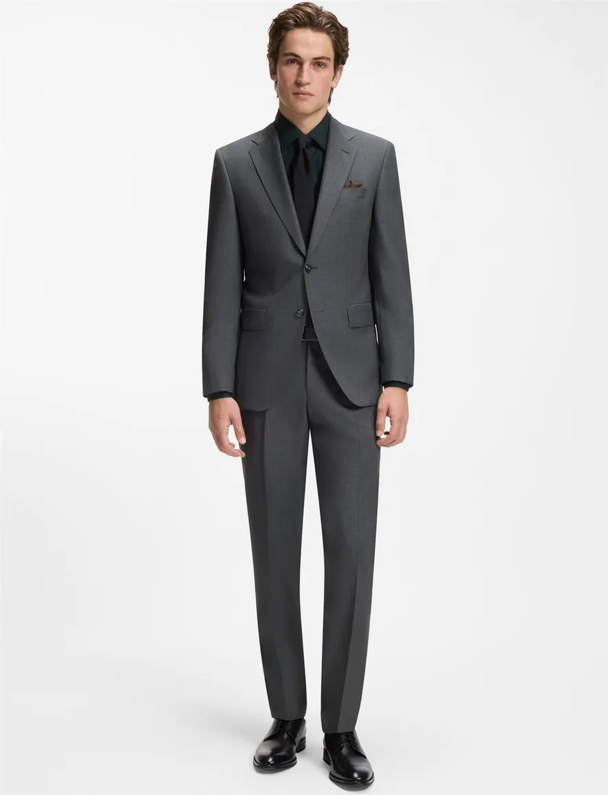 BOSS Black overhemd donkergroen stretch
