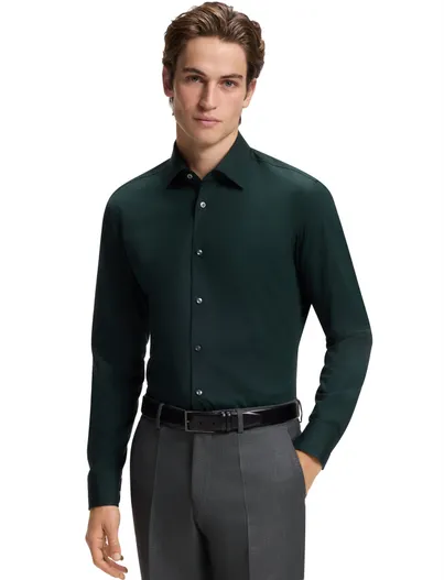 Hugo Boss BOSS Black overhemd donkergroen stretch