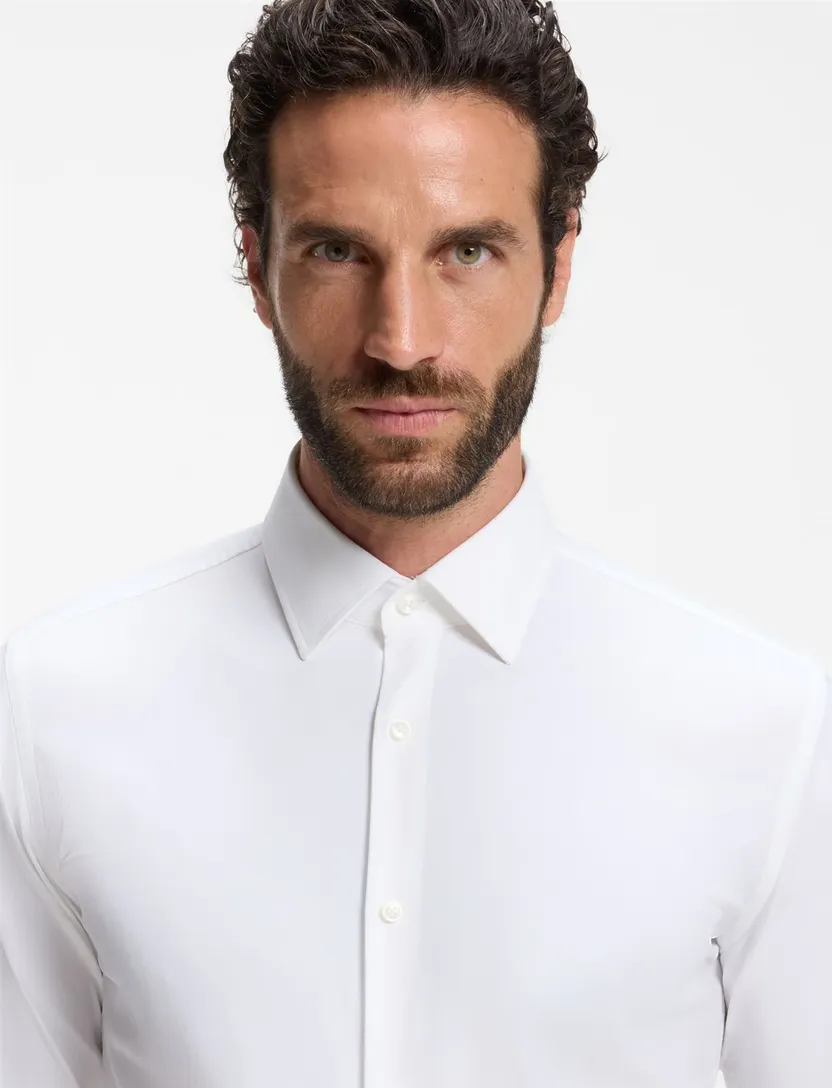 BOSS Black overhemd wit slim fit stretch