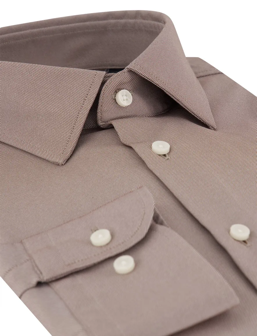 BOSS Black overhemd bruin geprint met stretch
