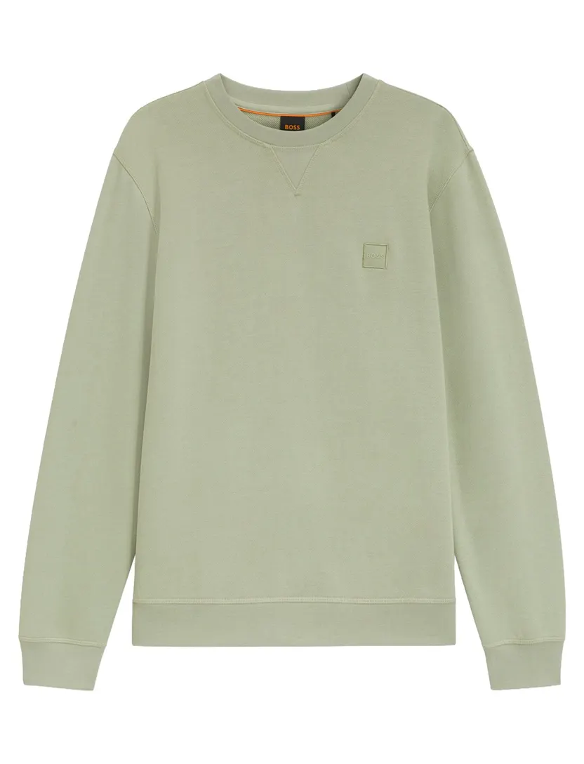 Trui BOSS Orange groen sweater met logopatch