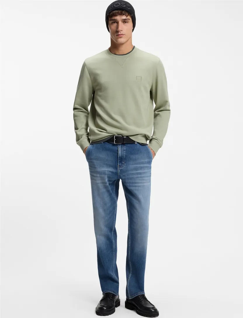 Trui BOSS Orange groen sweater met logopatch