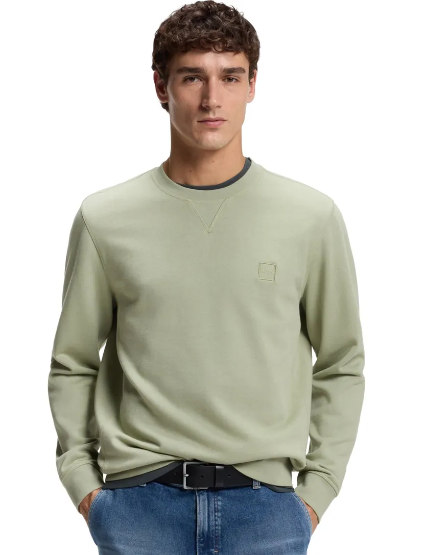 Trui BOSS Orange groen sweater met logopatch