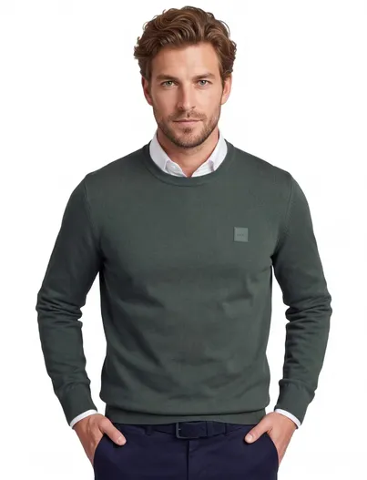 Hugo Boss Trui BOSS Kanovano groen ronde hals