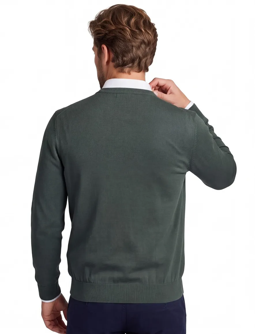 BOSS trui groen gebreid ronde hals