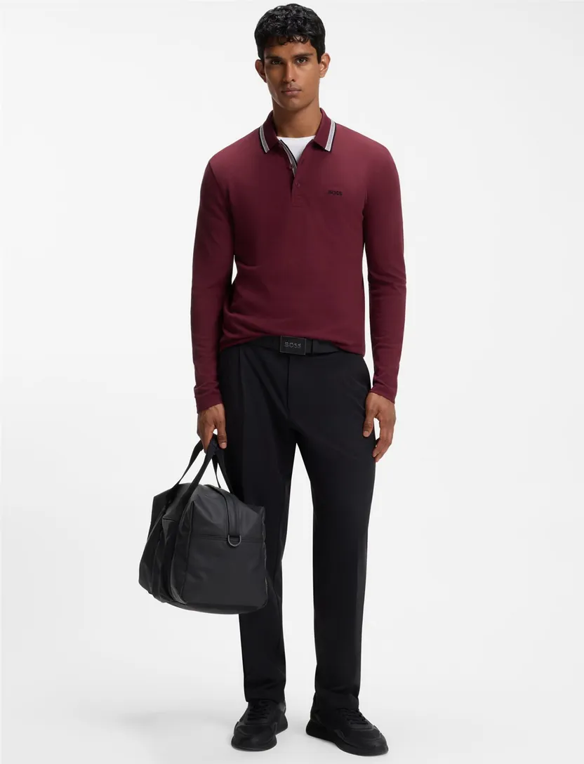 Poloshirt BOSS Plisy bordeaux katoenpiqué