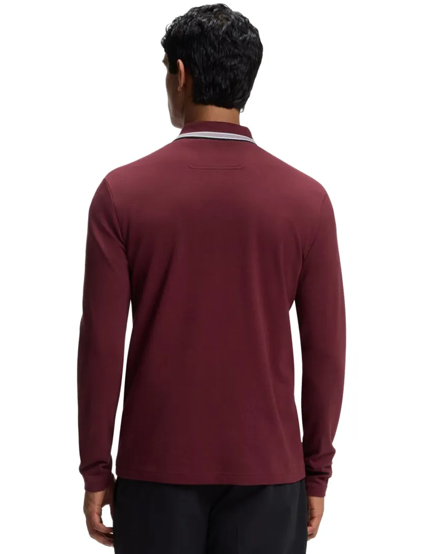 Poloshirt BOSS Plisy bordeaux katoenpiqué