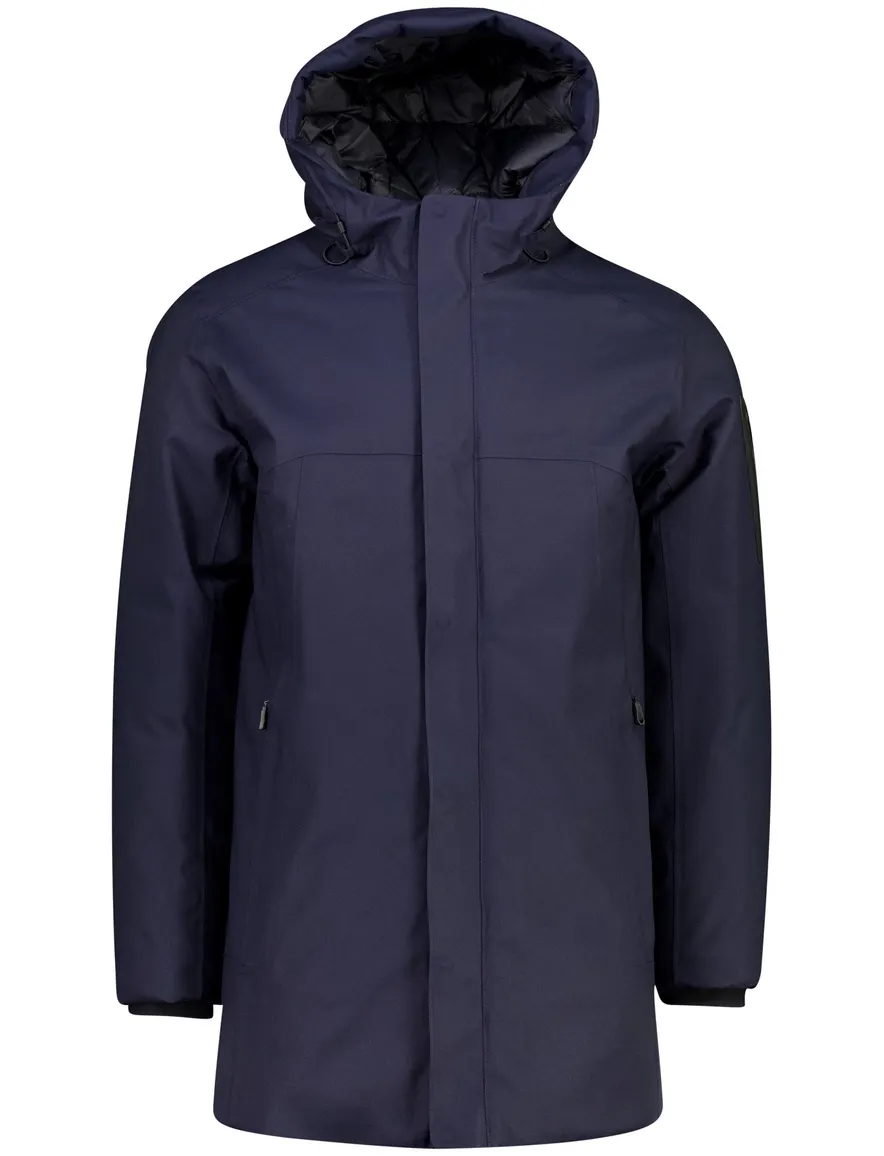 BOSS Green parka jas donkerblauw effen waterafstotend