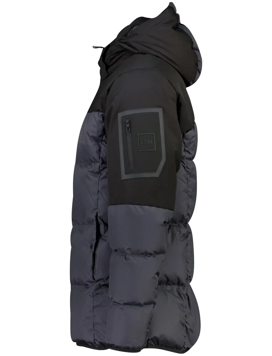 BOSS Green parka jas donkerblauw effen waterafstotend