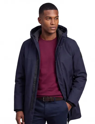Hugo Boss BOSS Green parka jas donkerblauw effen waterafstotend