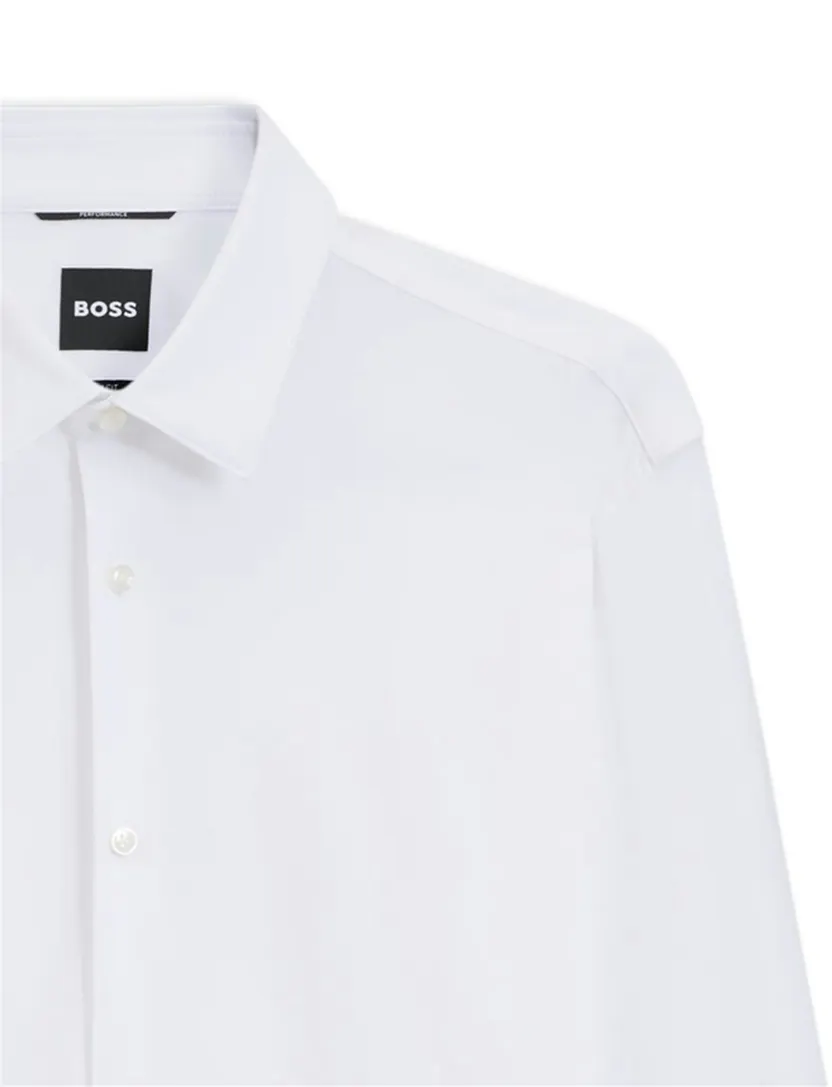 BOSS Black overhemd wit slim fit jersey