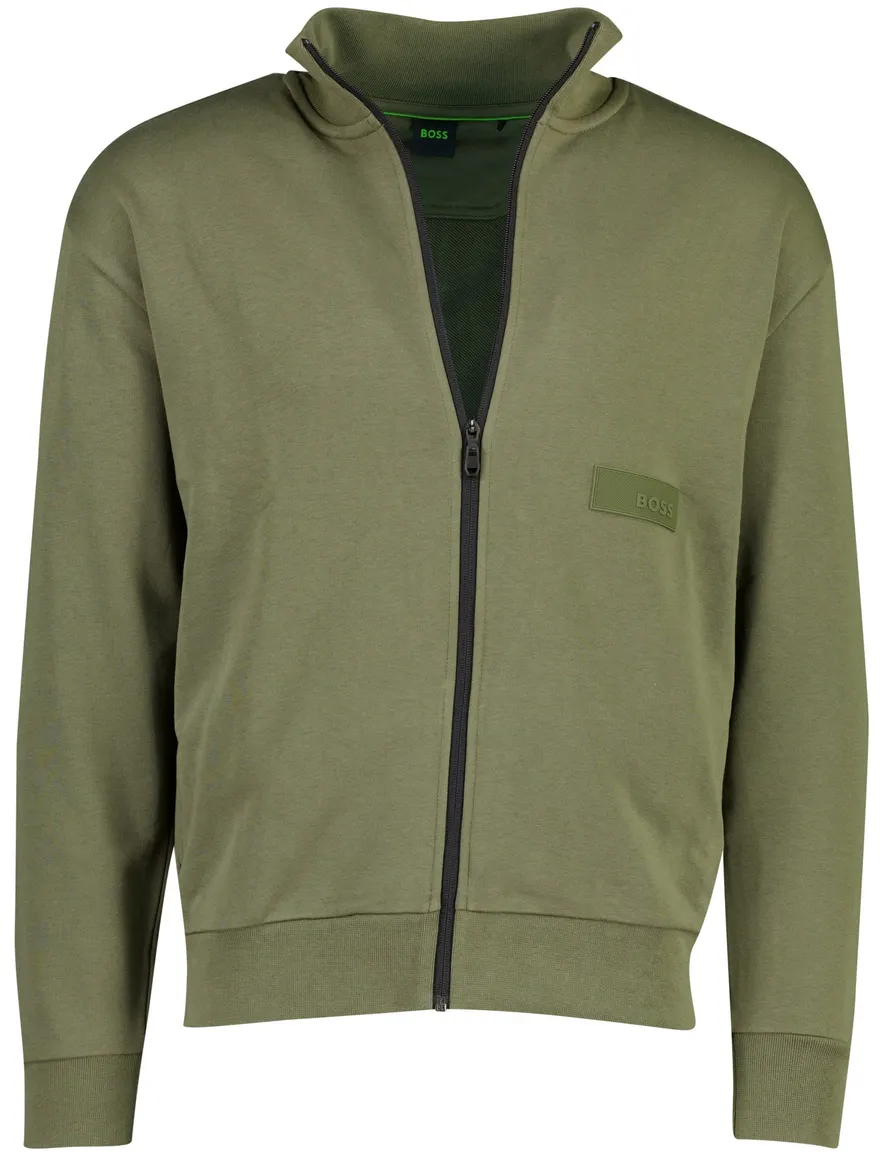 BOSS Green vest donkergroen effen