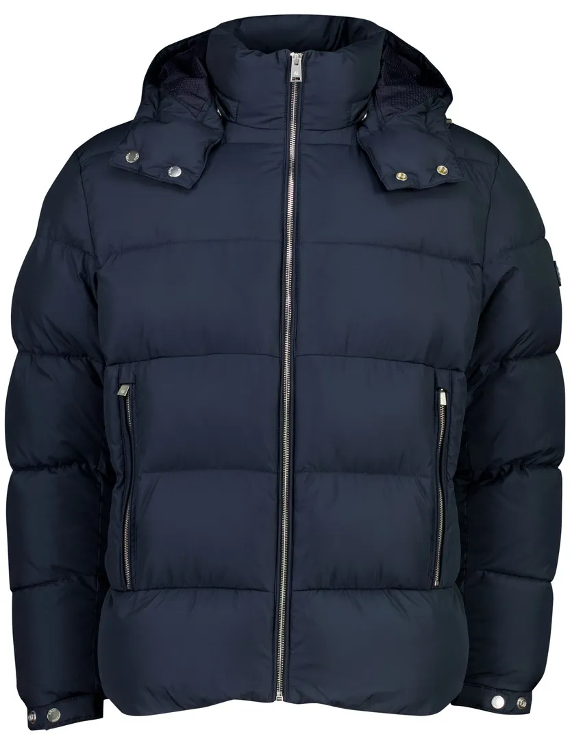 Parka jas BOSS Black donkerblauw gevoerd