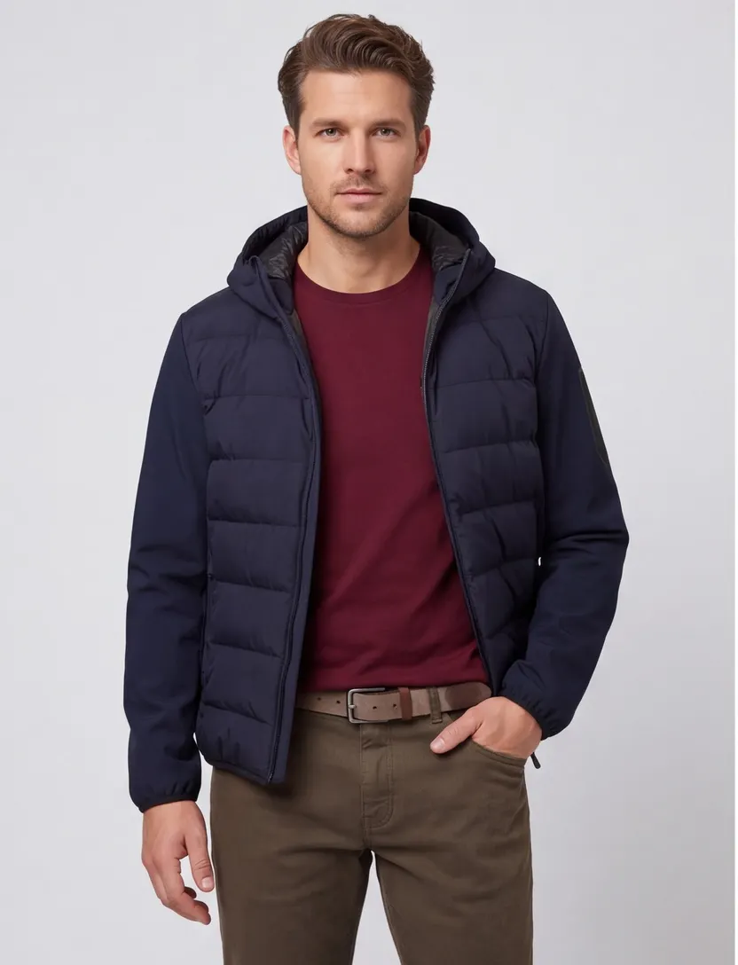 Gewatteerde jas BOSS Green donkerblauw
