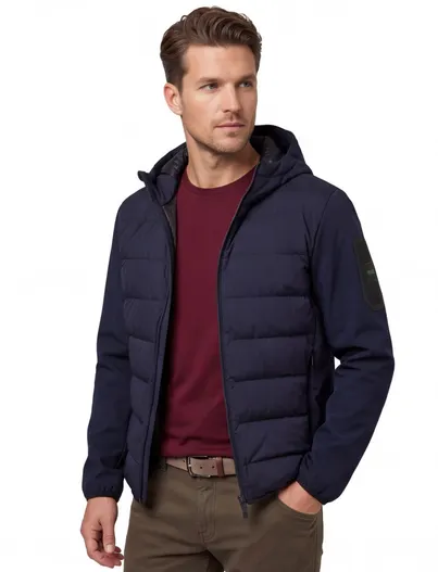 Hugo Boss BOSS Green gewatteerde jas donkerblauw