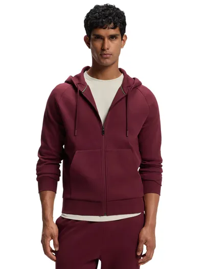 Hugo Boss BOSS Green sweatvest bordeaux met capuchon