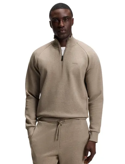 Hugo Boss BOSS Green trui half zip beige effen