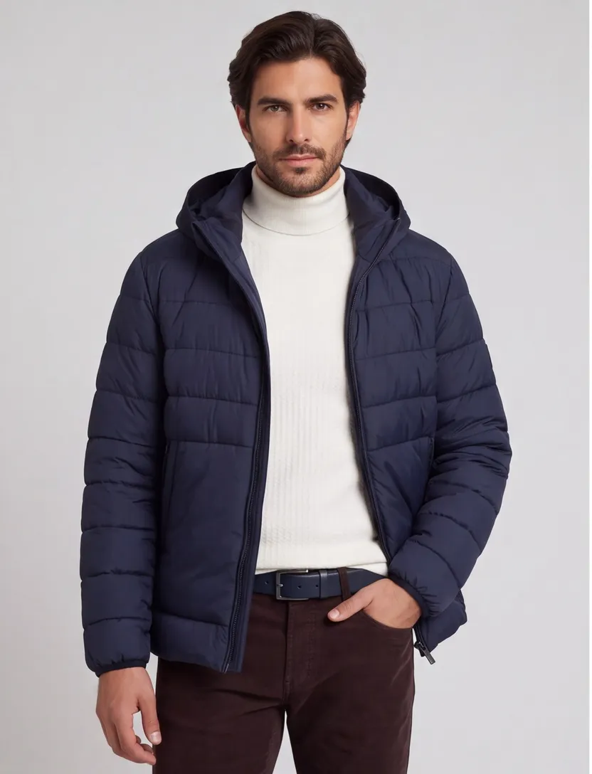 Gewatteerde jas BOSS Orange donkerblauw