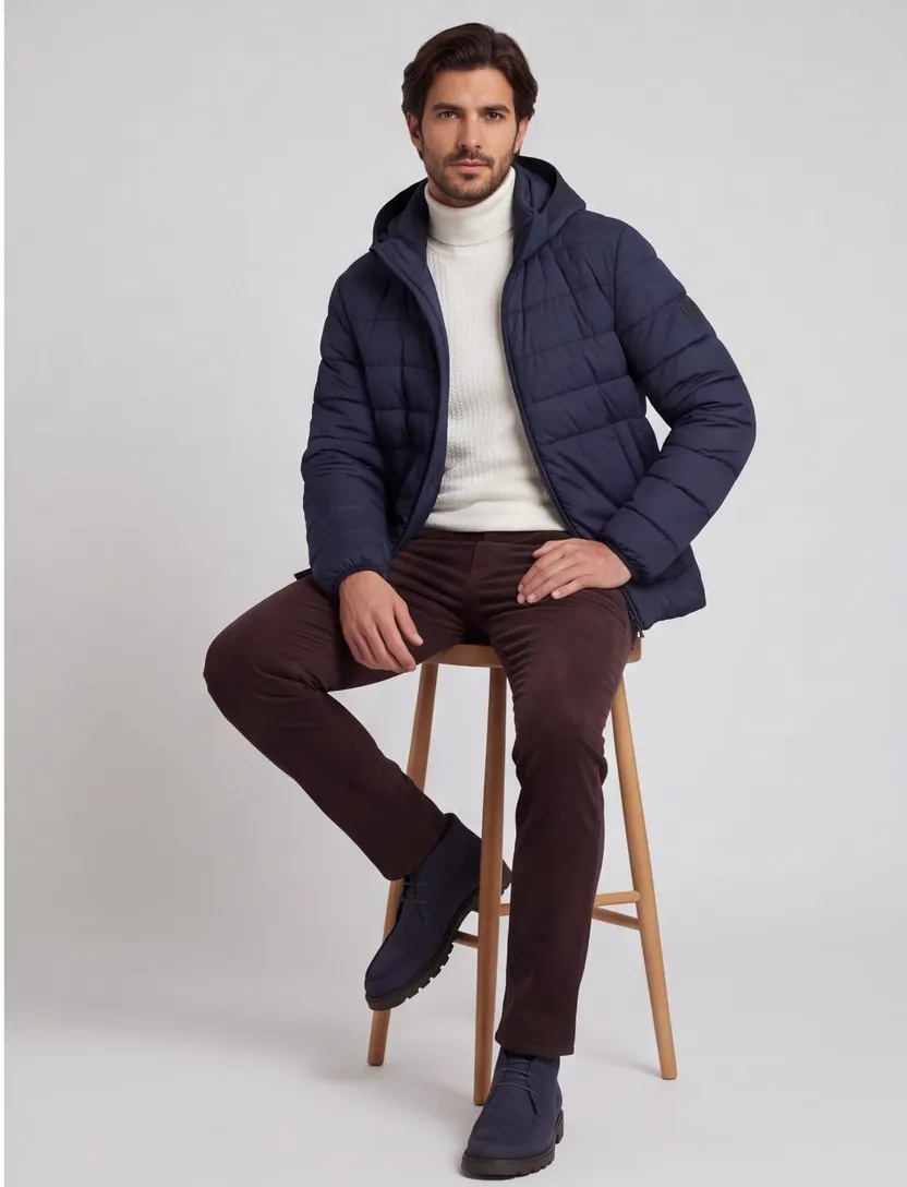Gewatteerde jas BOSS Orange donkerblauw