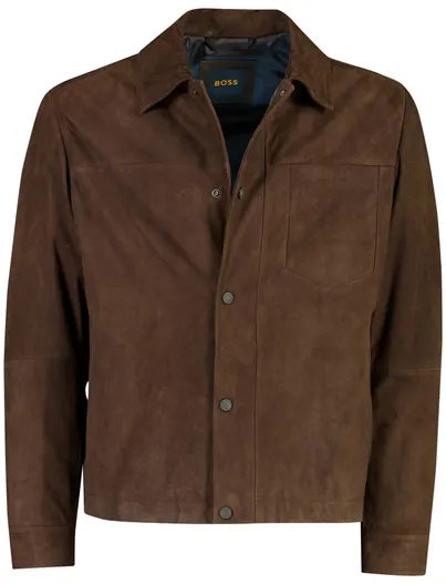Hugo Boss Bomberjack BOSS Orange bruin met borstzak