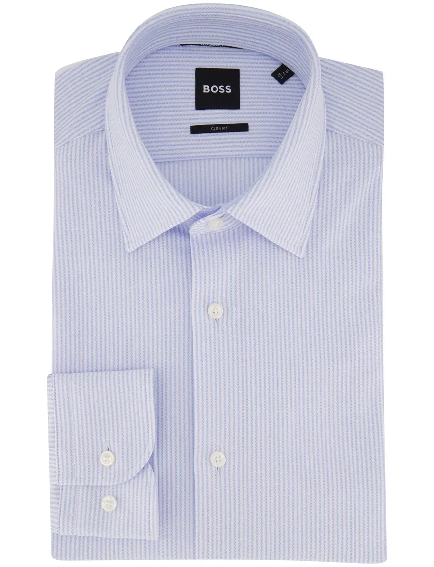BOSS P-Hank overhemd lichtblauw gestreept jersey