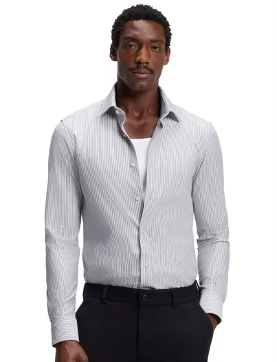 Hugo Boss BOSS Black P-Hank overhemd lichtblauw gestreept jersey