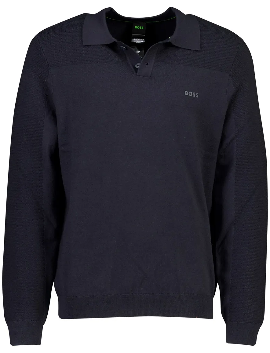 BOSS Green poloshirt donkerblauw effen