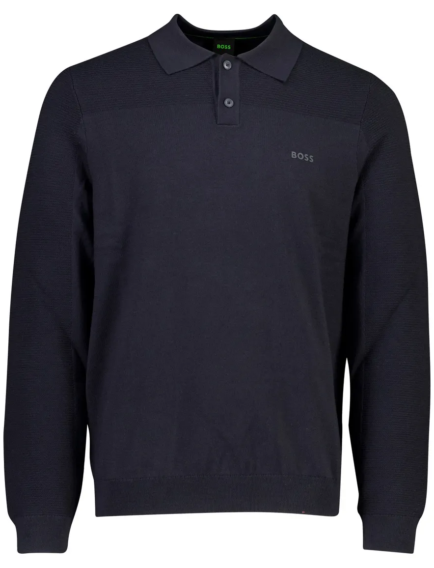 BOSS Green poloshirt donkerblauw effen