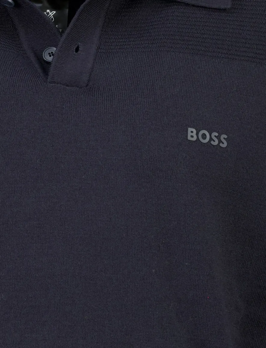 BOSS Green poloshirt donkerblauw effen