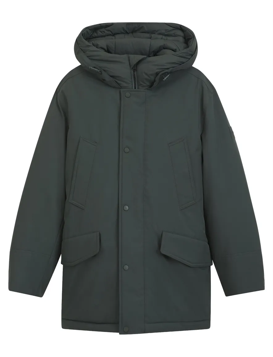 BOSS Orange parka jas donkergroen met logopatch