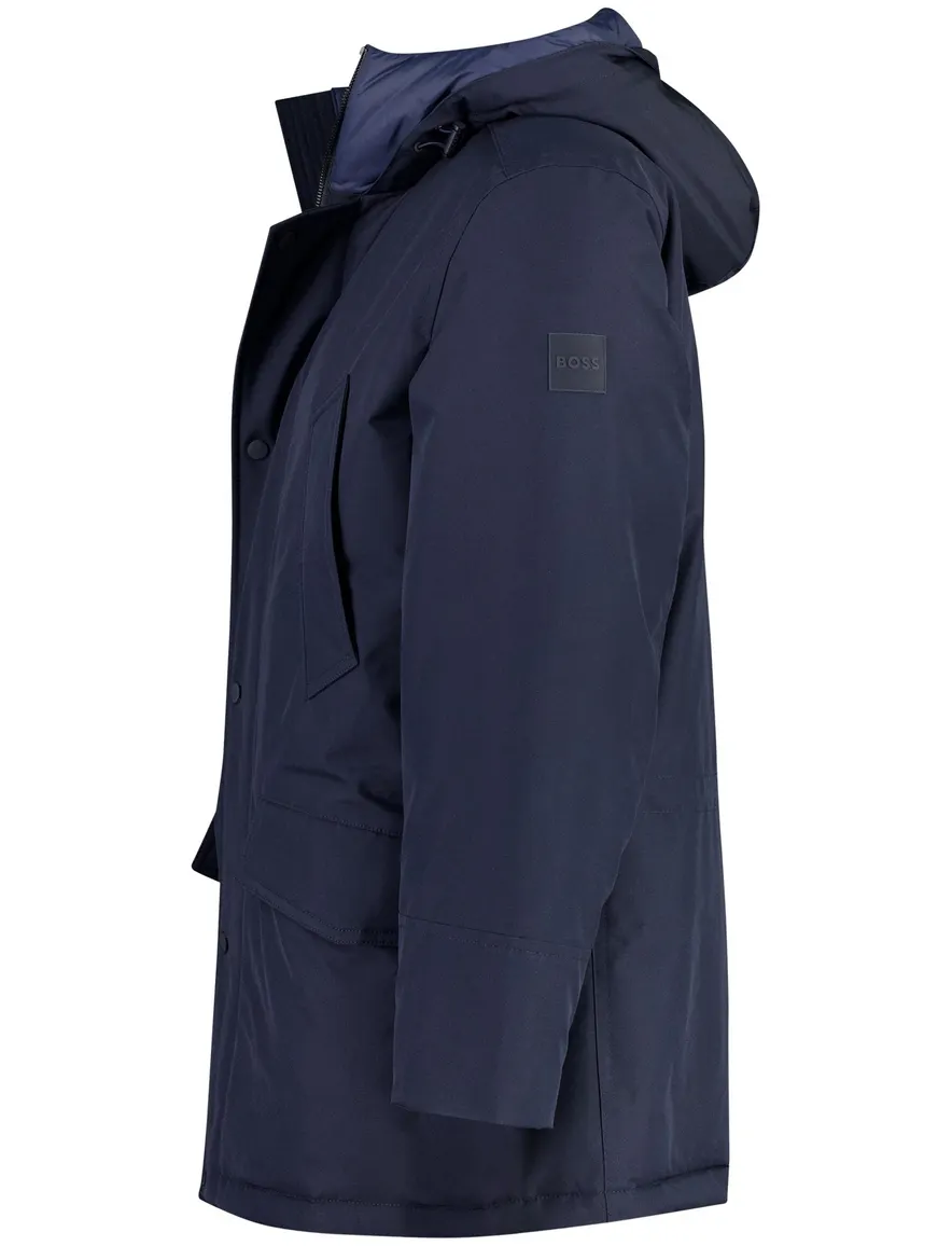 BOSS Black parka jas donkerblauw waterafstotend