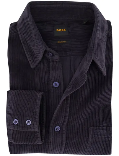Hugo Boss BOSS Orange overhemd donkerblauw rib