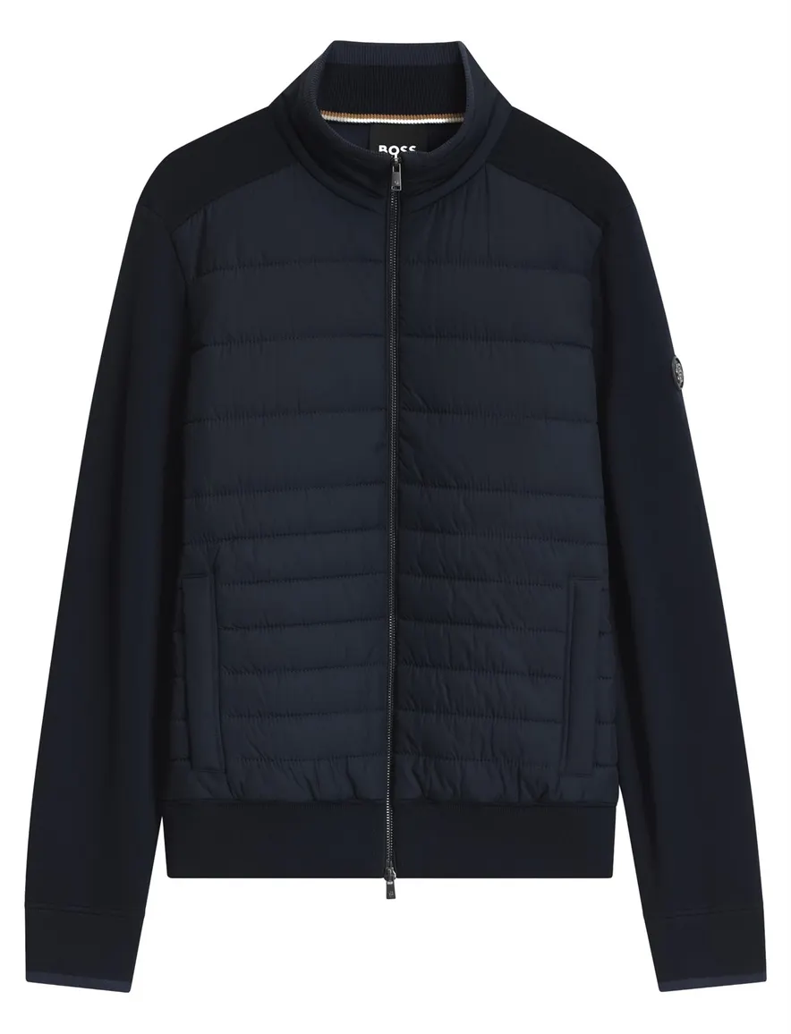 BOSS Black vest donkerblauw met gewatteerd voorpand