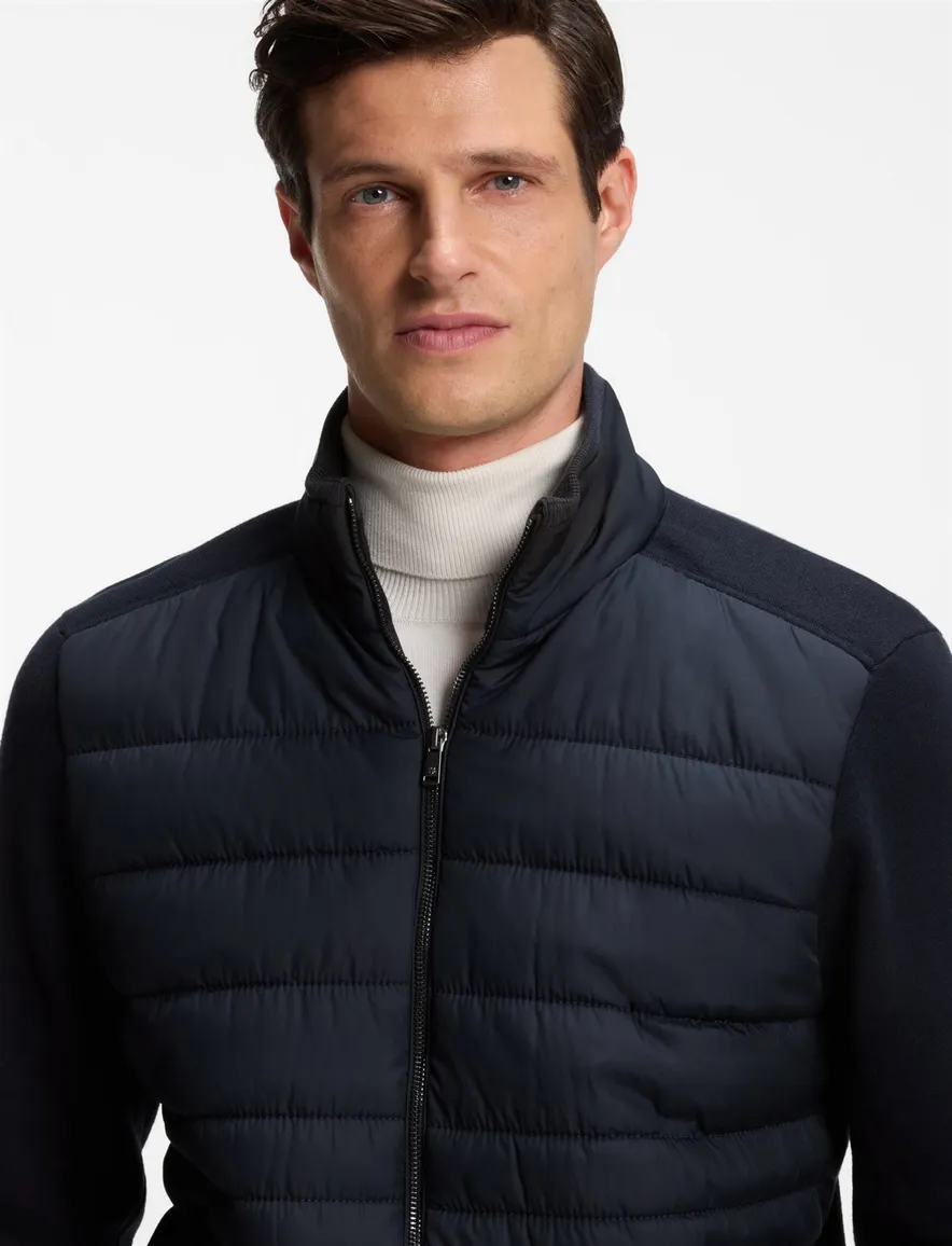 BOSS Black vest donkerblauw met gewatteerd voorpand
