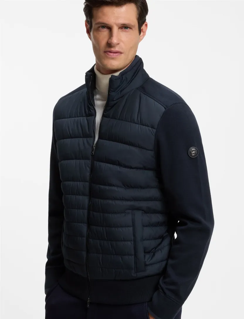 Vesten BOSS Black donkerblauw gewatteerd voorpand
