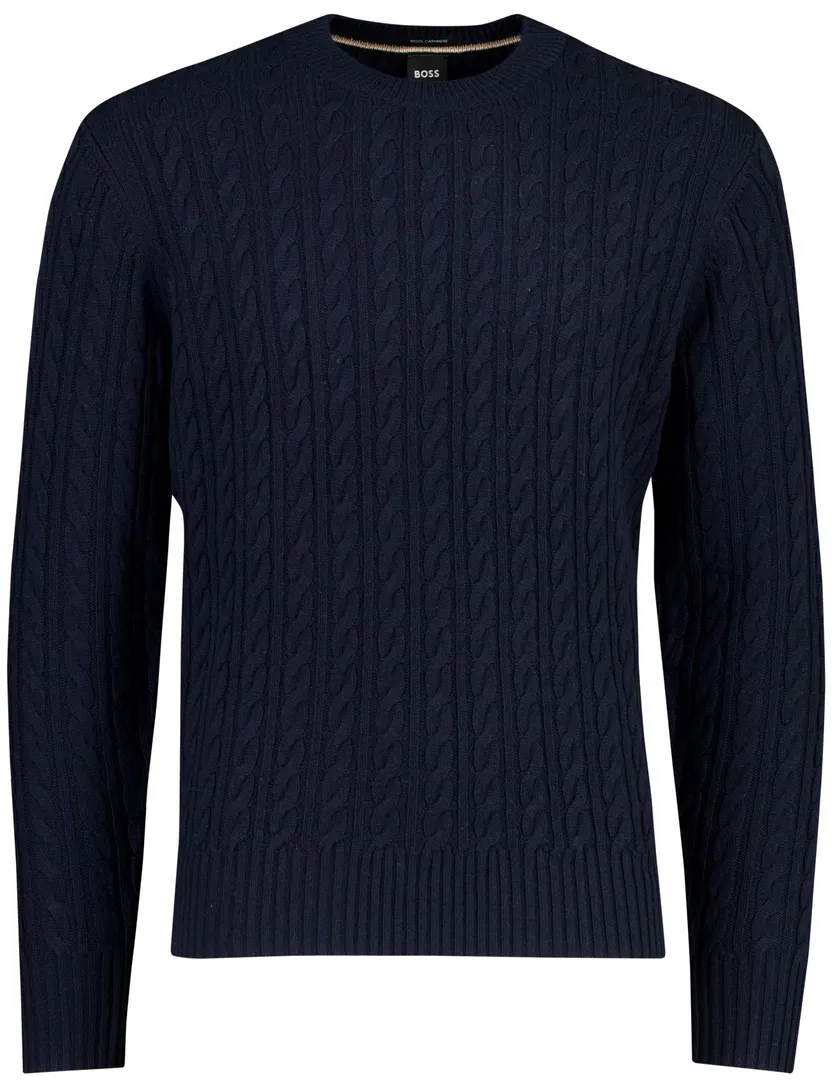 Trui BOSS Black donkerblauw wol