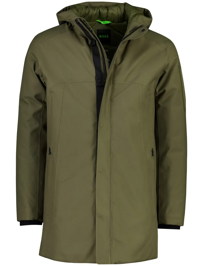 Parka jas BOSS Green donkergroen polyester