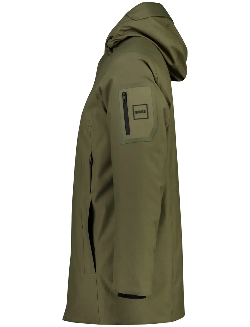 Parka jas BOSS Green donkergroen polyester