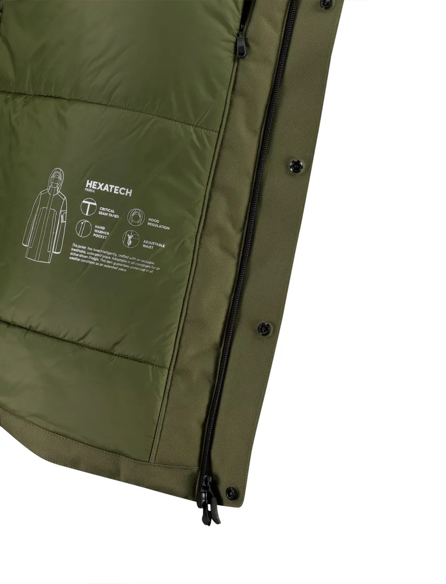 BOSS Green parka jas donkergroen gevoerd