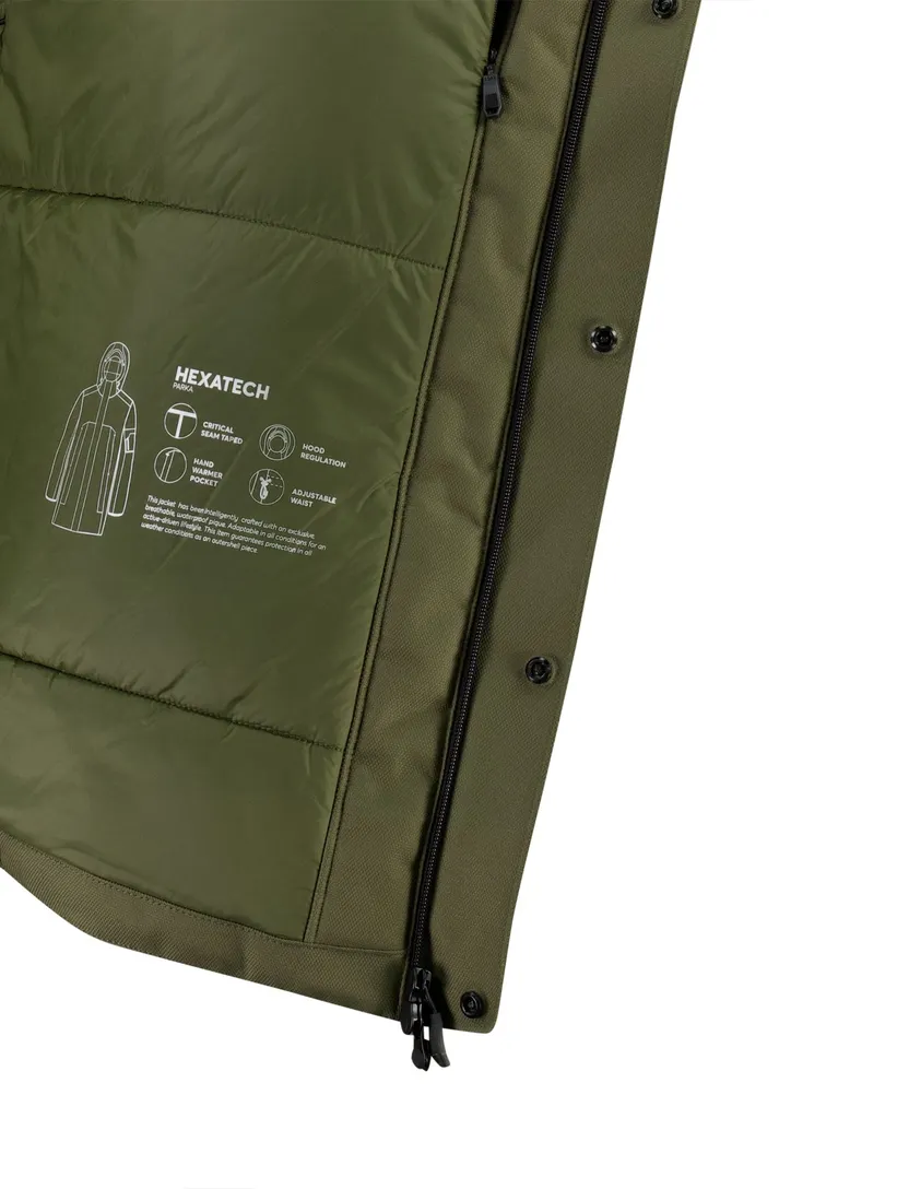 Parka jas BOSS Green donkergroen polyester