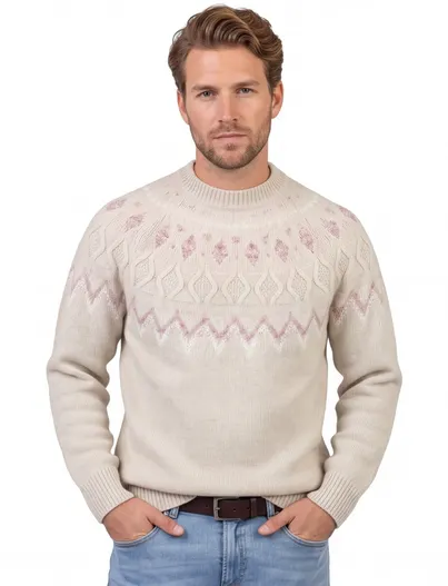 Hugo Boss BOSS Orange trui beige grof gebreid