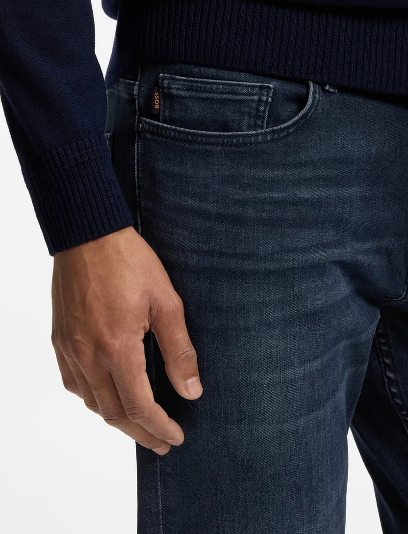 Broek BOSS Orange donkerblauw katoen