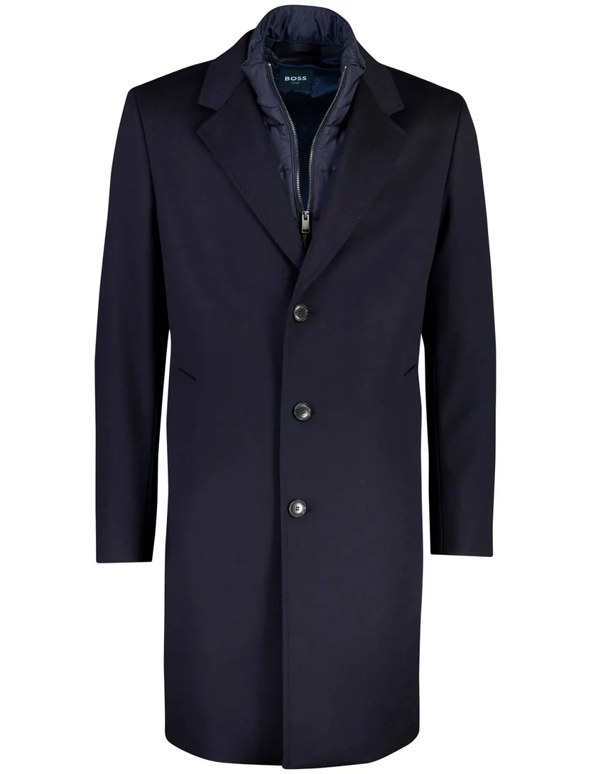 Overjas BOSS Black donkerblauw met rits